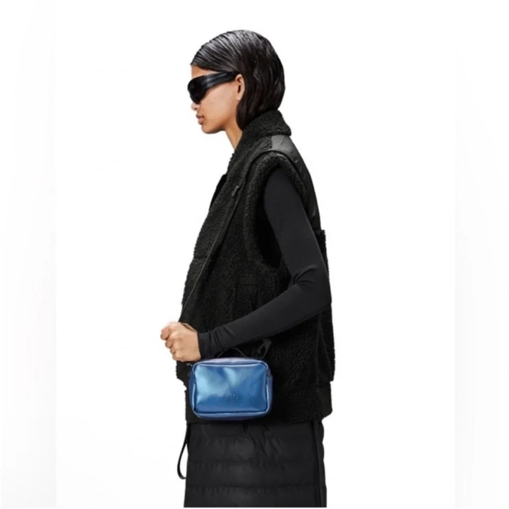 RAINS micro box Blue laser Crossbody Bag